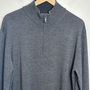 UNTUCKit Sweater Men's XL Belguardo Merino Wool Quarter Zip Gray Reg Fit